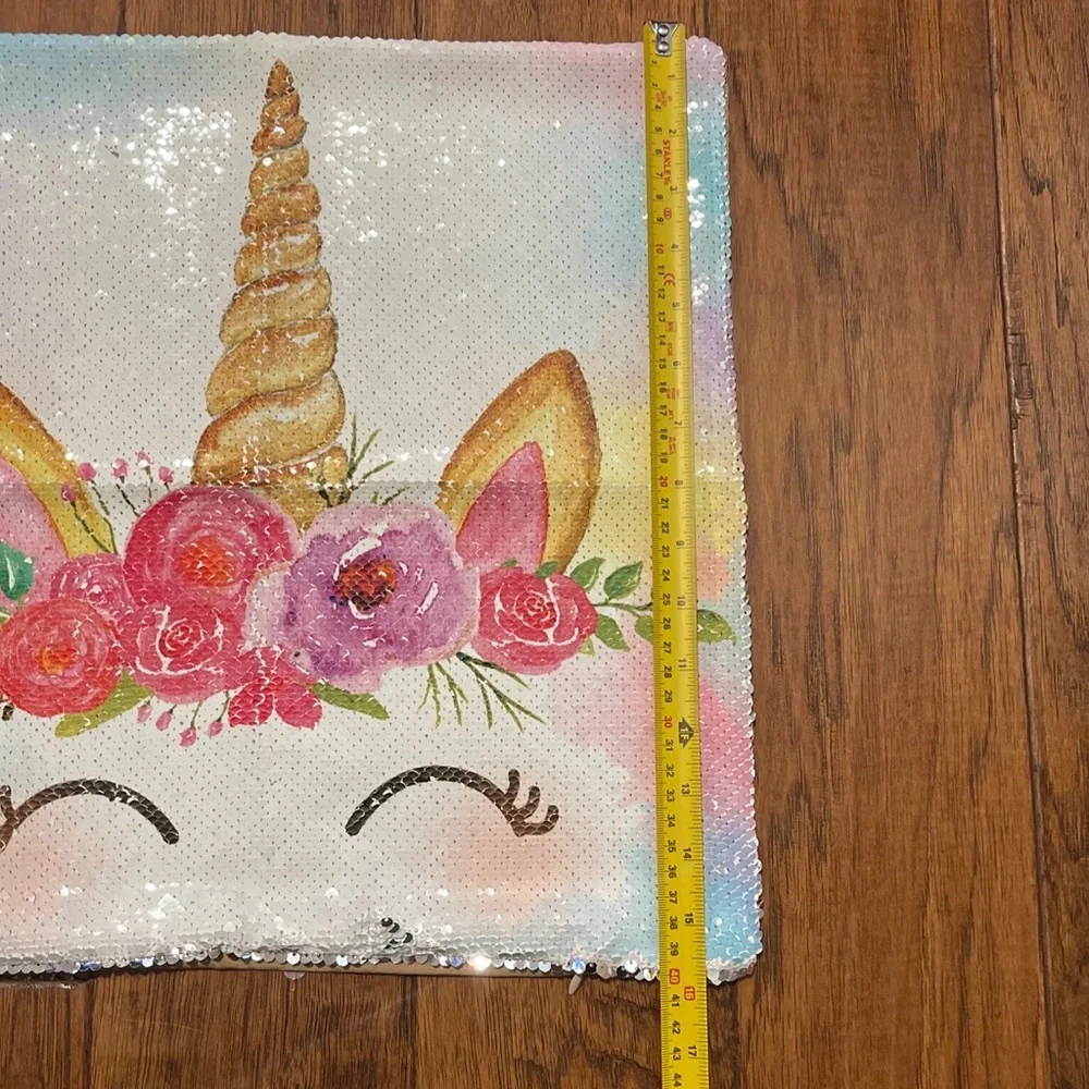 Unicorn Sequin Pillowcase Pillow Cover 16” X 16” Zipper Closure